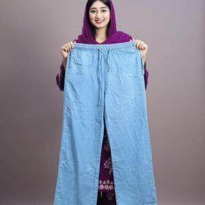 লাইট স্কাই ব্লু ডেনিম প্লাজো প্যান্ট